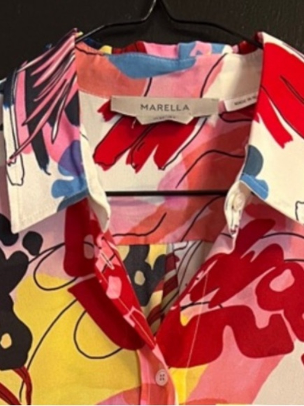 MARELLA 🔥 Pure Silk Abstract Floral Button-Up Blouse in Multi-Color (RARE Find) - Picture 5 of 5